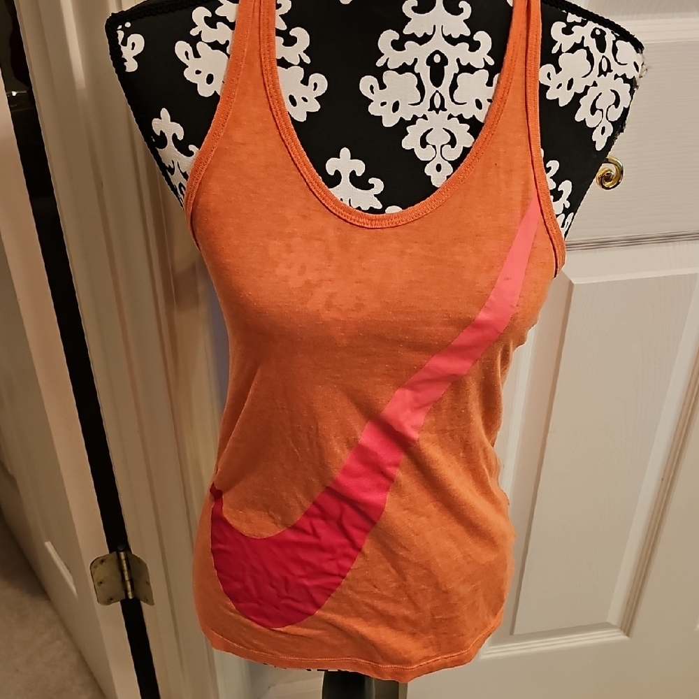 Nike Orange Fitted Tank Top
